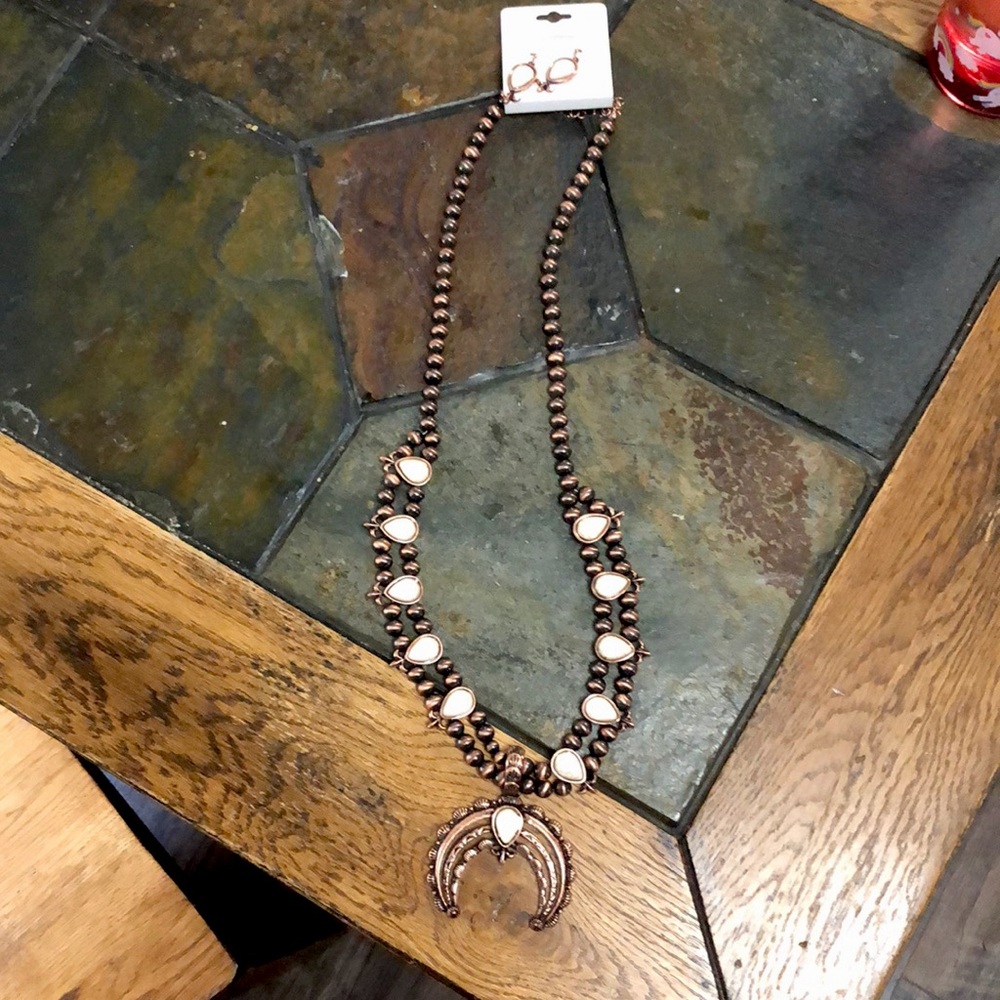 Squash blossom necklace and earring set